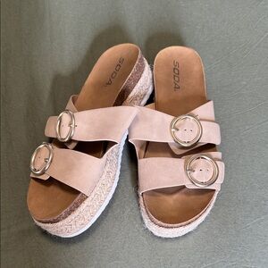 Soda Women's Beige Double-Buckle Sandals